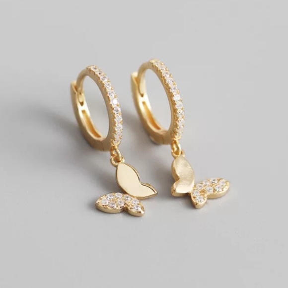 Jewelry - NEW 925 STERLING SILVER BUTTERFLY HOOP EARRINGS, NICE EARRINGS, CUTE EARRINGS
